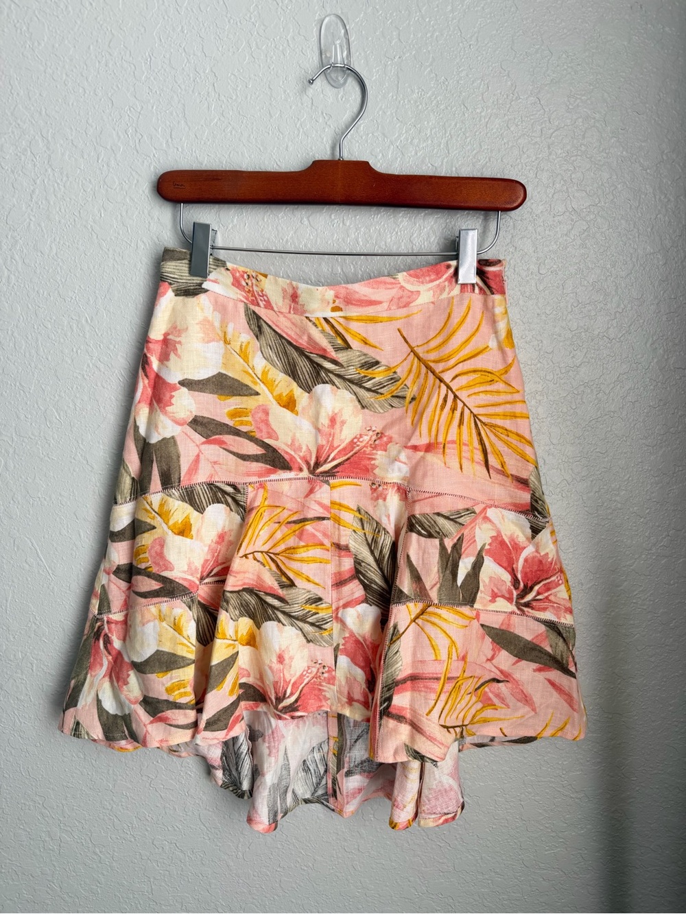 Joie 2 Piece Floral Radhiya Pink Linen Top and Skirt size Small